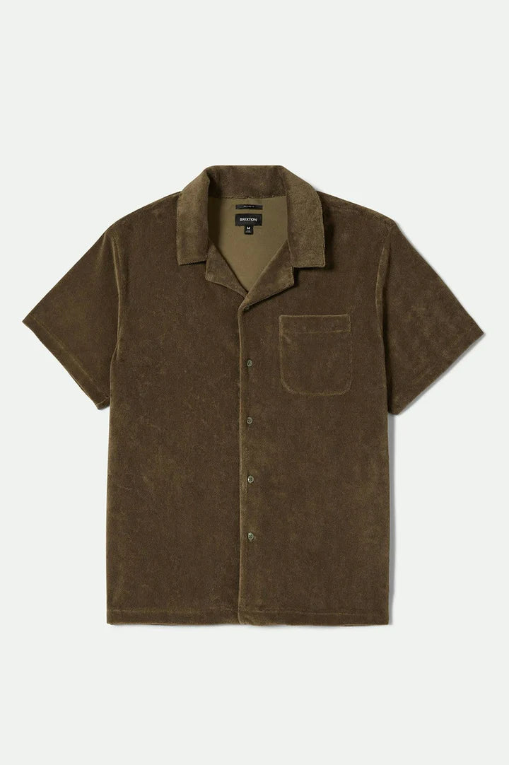 Brixton - Buttom up - Bunker French Terry Cloth - S/S Camp Collar Shirt - Ivy Green