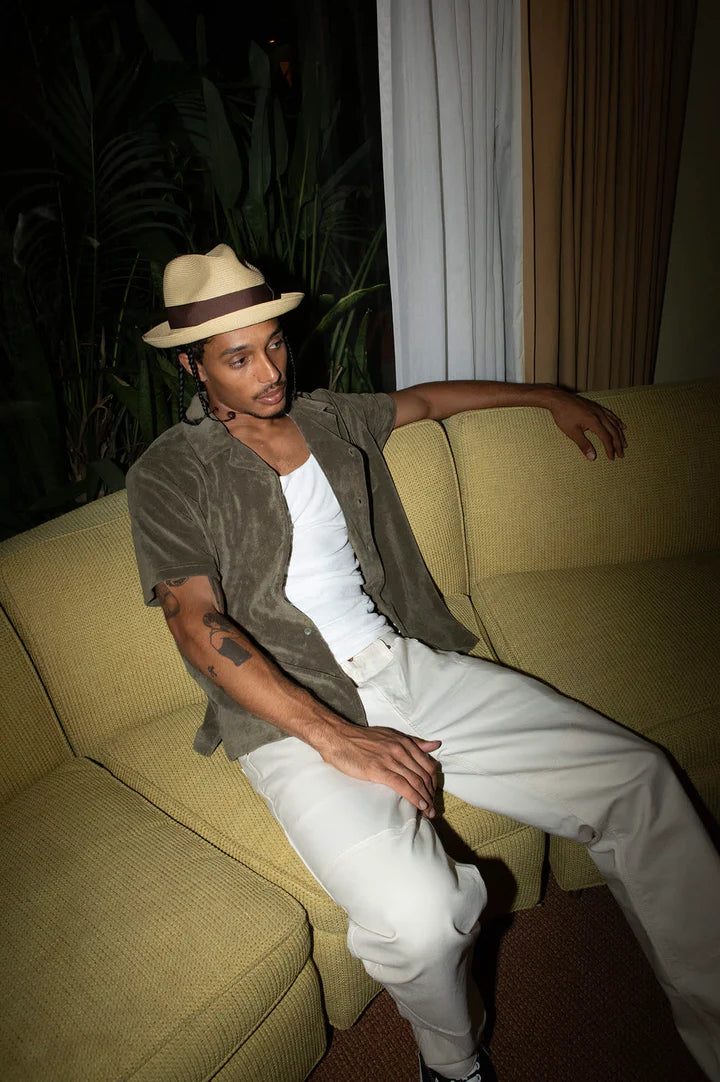 Brixton - Buttom up - Bunker French Terry Cloth - S/S Camp Collar Shirt - Ivy Green