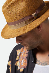 Brixton - Roma Straw Fedora - Coffee