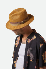 Brixton - Roma Straw Fedora - Coffee