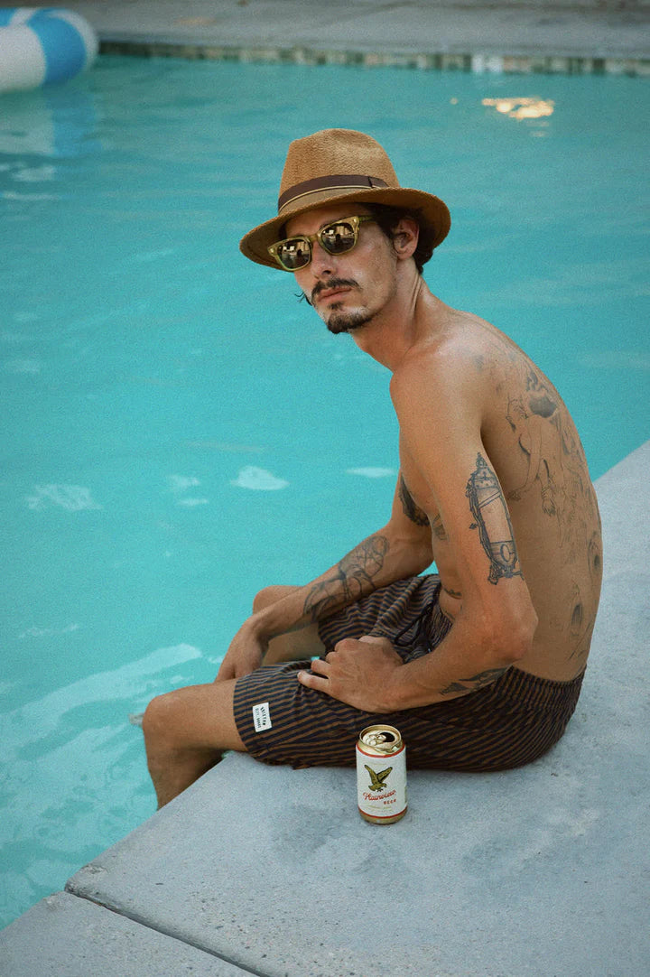 Brixton - Roma Straw Fedora - Coffee