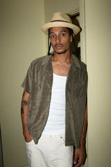 Brixton - Buttom up - Bunker French Terry Cloth - S/S Camp Collar Shirt - Ivy Green