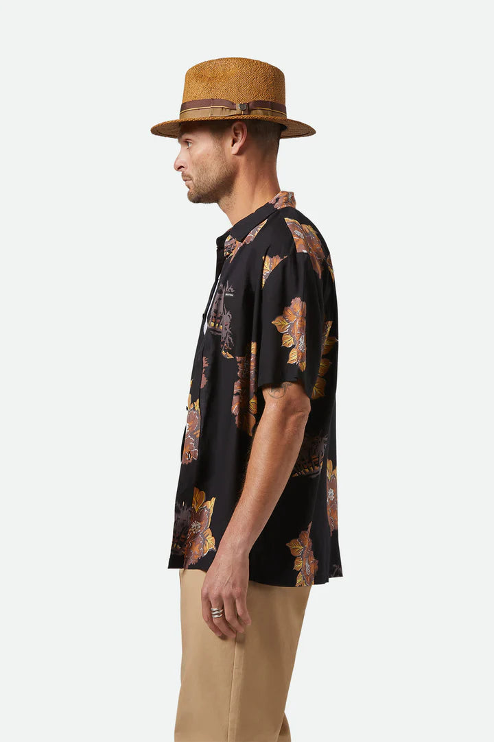 Brixton - Roma Straw Fedora - Coffee