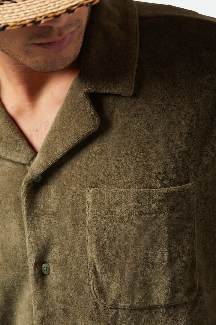 Brixton - Buttom up - Bunker French Terry Cloth - S/S Camp Collar Shirt - Ivy Green