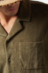 Brixton - Buttom up - Bunker French Terry Cloth - S/S Camp Collar Shirt - Ivy Green