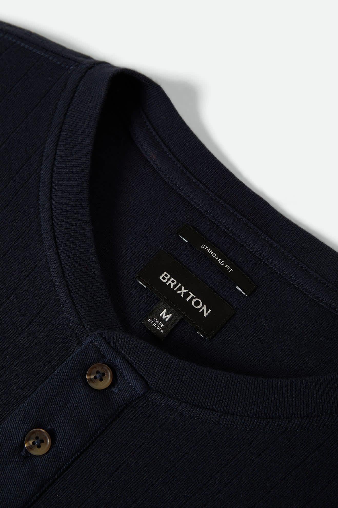 BRIXTON - VINTAGE RIBBED HENLEY - WASHED NAVY