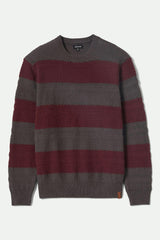 BRIXTON - MIDNIGHT CREW SWEATER - BLACK/PORT STRIPE