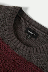 BRIXTON - MIDNIGHT CREW SWEATER - BLACK/PORT STRIPE