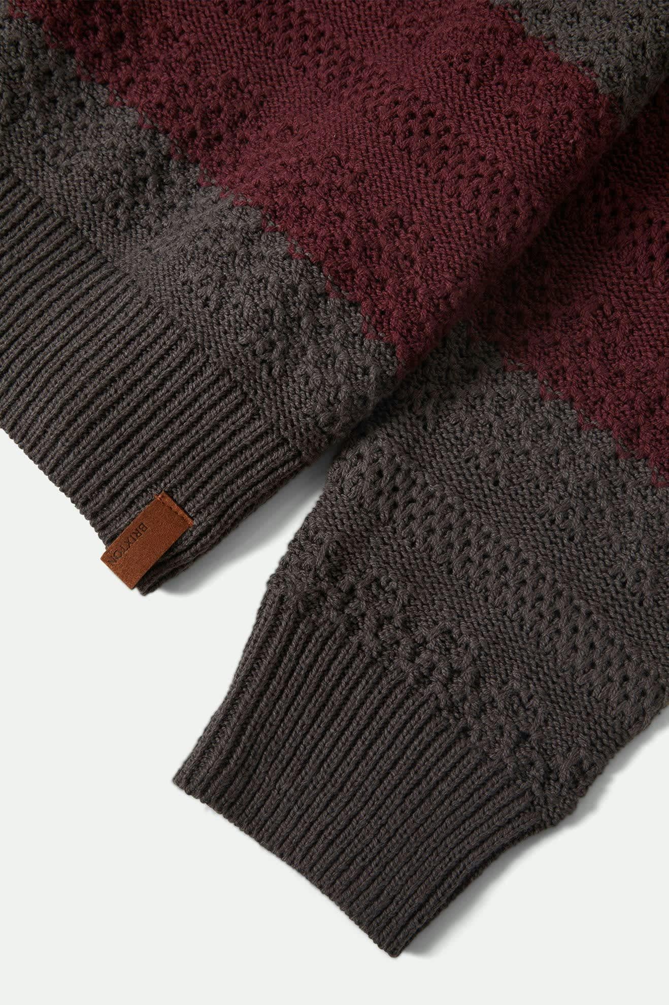 BRIXTON - MIDNIGHT CREW SWEATER - BLACK/PORT STRIPE