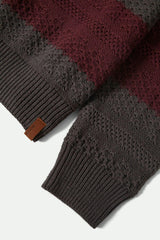 BRIXTON - MIDNIGHT CREW SWEATER - BLACK/PORT STRIPE