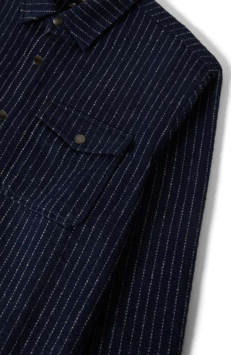 BRIXTON - SELDEN SOFT BRUSHED FLANNEL - MOOD INDIGO PINESTRIPE