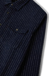 BRIXTON - SELDEN SOFT BRUSHED FLANNEL - MOOD INDIGO PINESTRIPE