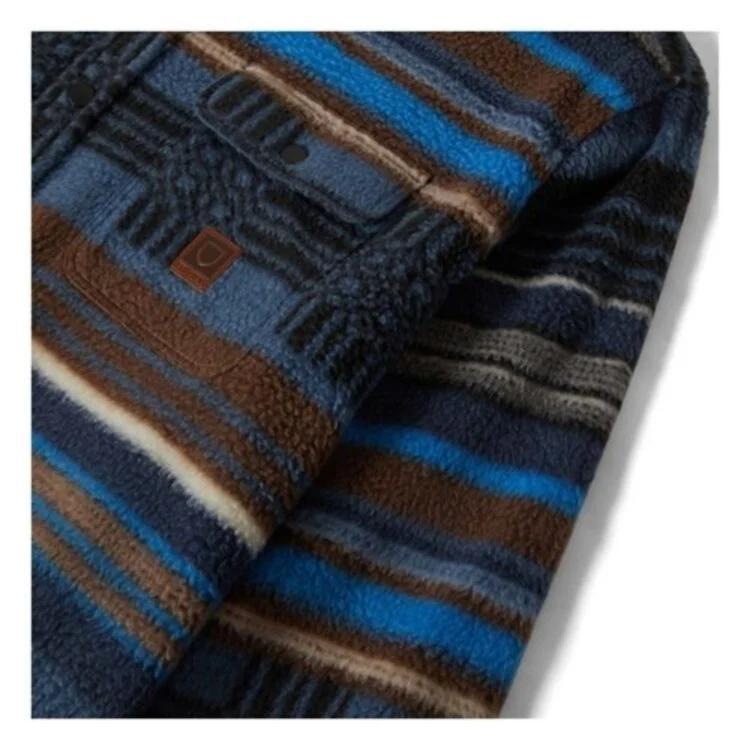 BRIXTON - BOWERY L/S ARCTIC STRETCH FLEE - MOOD INDIGO BLANKET STRIPE