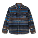 BRIXTON - BOWERY L/S ARCTIC STRETCH FLEE - MOOD INDIGO BLANKET STRIPE
