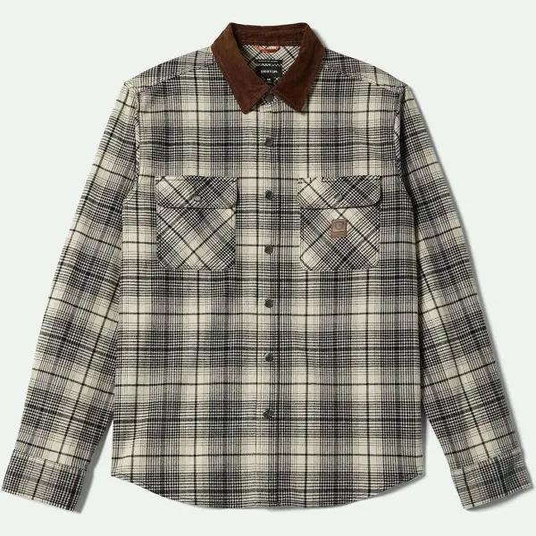 BRIXTON - BUILDERS BOWERY PERF FLANNEL - OFF WHITE/BLACK