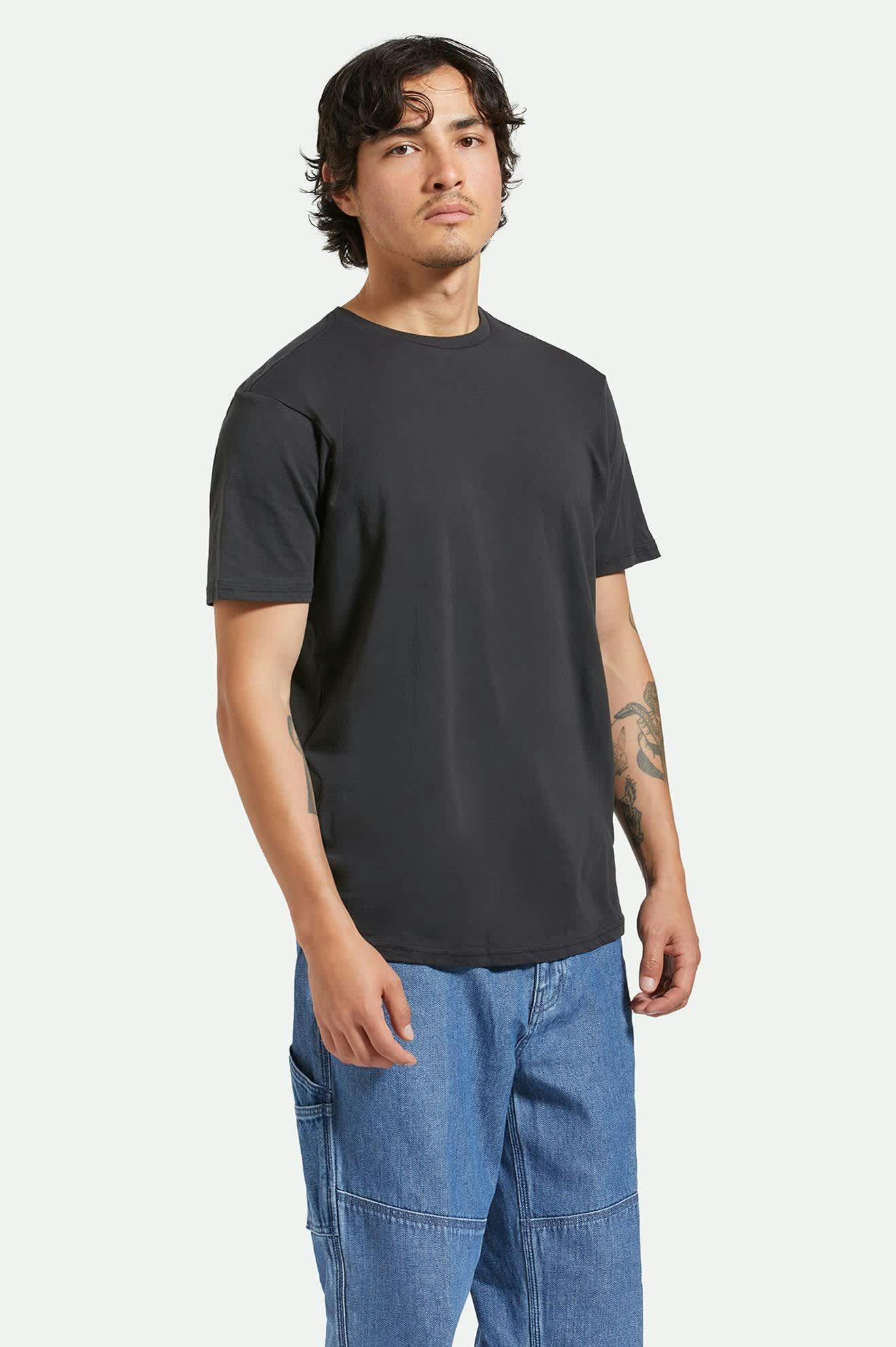 BRIXTON - VINTAGE RESERVE TEE - BLACK SOL WASH